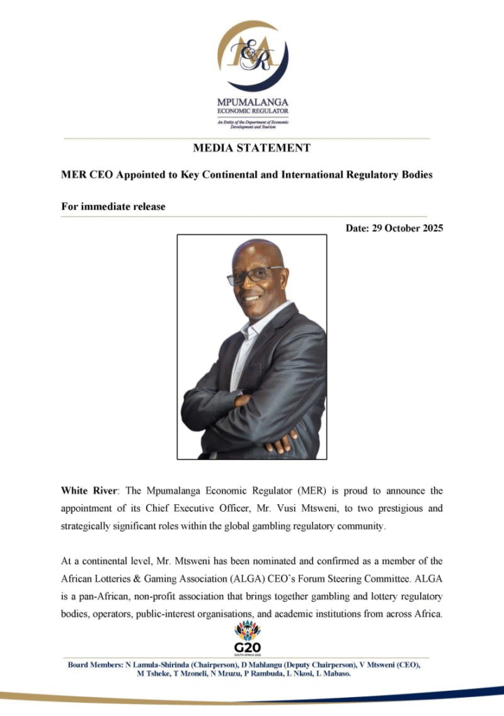 South Africa MER CEO Appointed to Top Gambling Roles