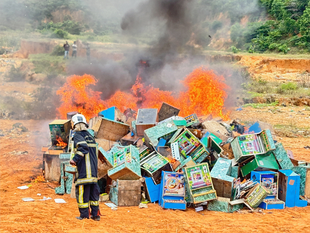 find more africa #findmoreafrica › Gambling Authority Destroys Over a Hundred Illegal Slot Machines