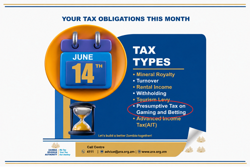 ZRA Urges Gaming and Betting Operators to Meet Tax Deadline