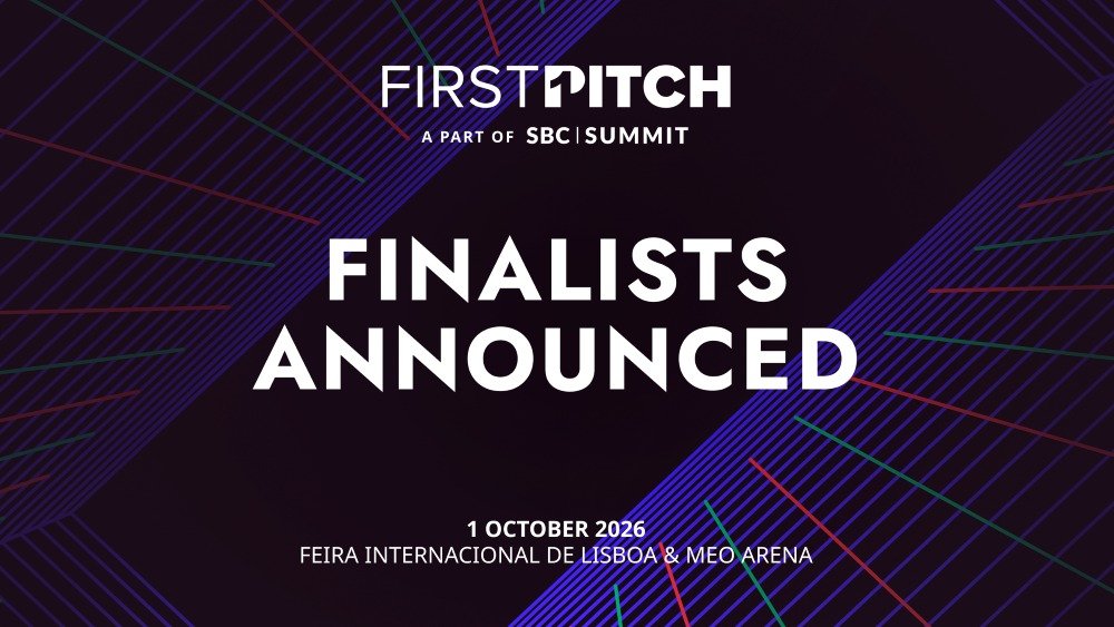 Banner announcing finalists: 'FINALISTS ANNOUNCED' on a dark purple diagonal-striped background with date '1 OCTOBER 2026' and Lisbon venue details (MEO Arena).