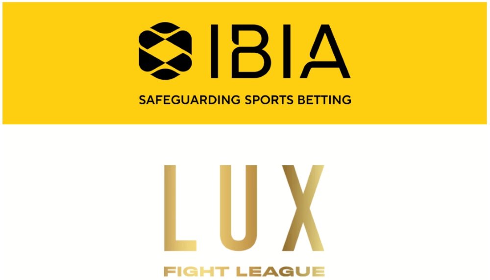 IBIA branding: yellow banner with the IBIA logo and the slogan 'Safeguarding Sports Betting' above 'LUX Fight League' in gold.