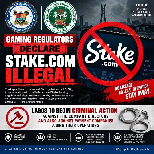 LSLGA and FSGRN Declare Stake.com Gaming Operations Unlawful