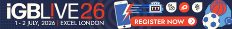 iGB Live 2026 banner: event dates (1–2 July) at Excel London, with a prominent Register Now button and related event icons.