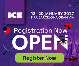 Event banner for ICE Barcelona 2027: Registration Now Open, 18–20 January at Fira Barcelona Gran Via; green Register Now button.